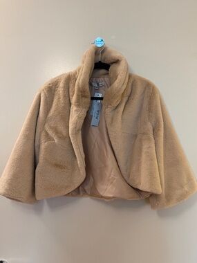 WD.NY Plush Camel Teddy Cropped Jacket